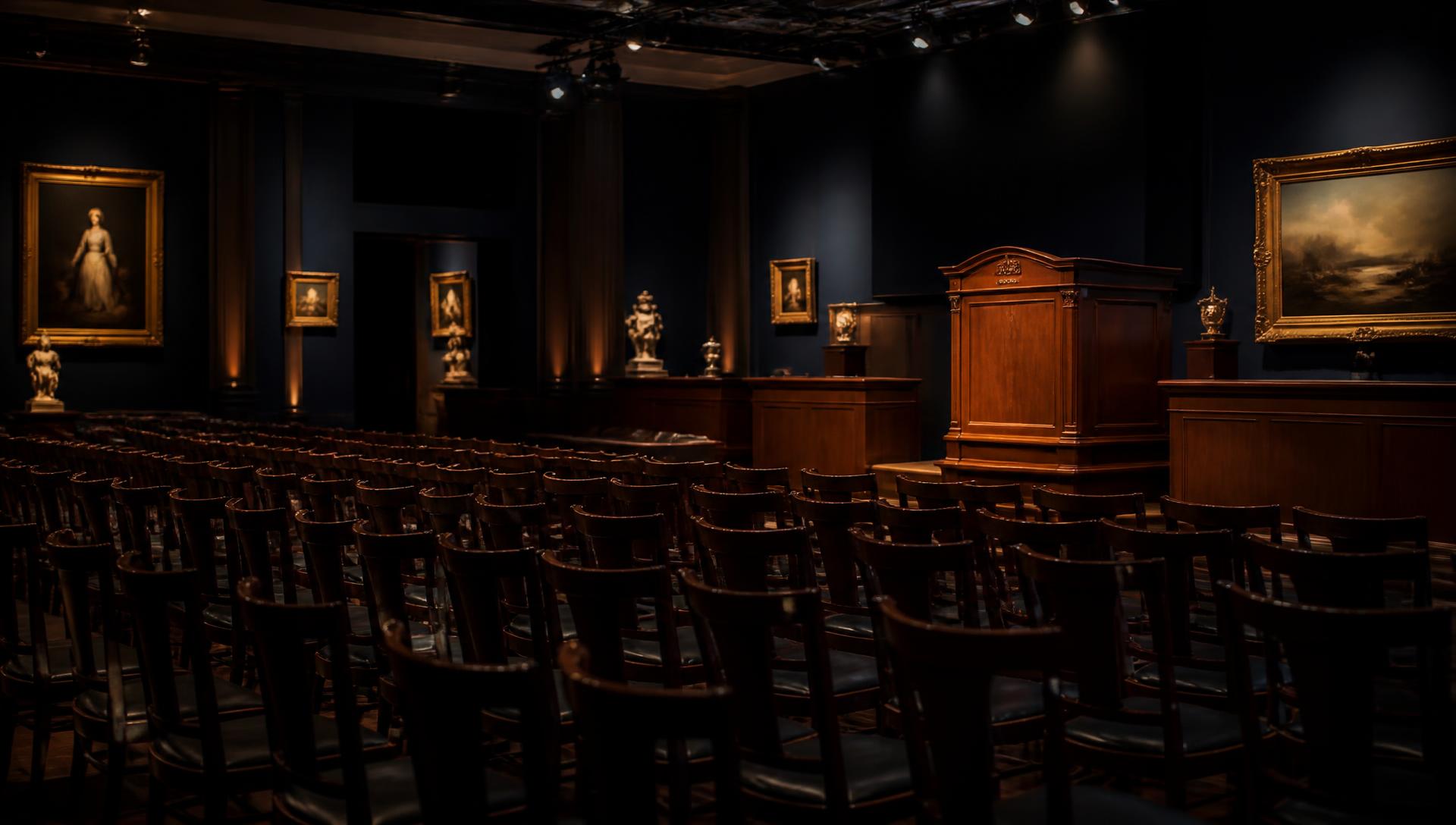 An auction room prepared ahead of a sale